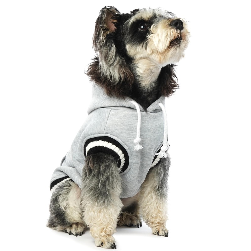 FUAMEY Dog Hoodie,Winter Dog Fleece Sweaters Pet Warm Sweatshirt Pet Pullover Dog Clothes with Pocket Soft Warm Christmas Outfit Puppy Vest with Leash Hole for Small Medium Large Dogs Grey S Small(chest:17.7in)