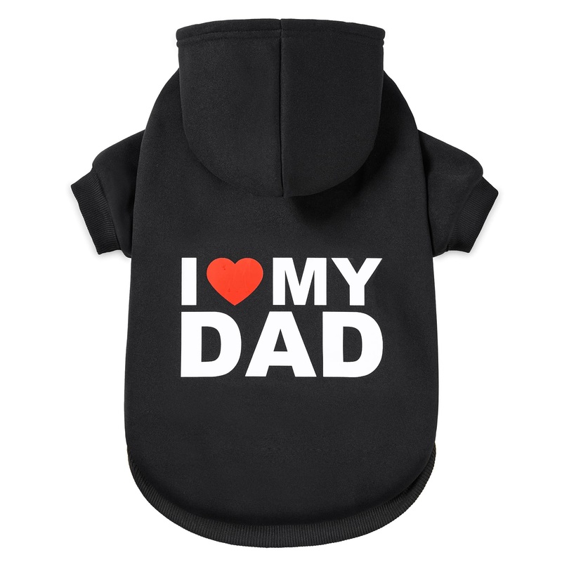 GreenJoy Dog Sweater Dog Hoodie Cold Weather Dog Coat Hooded Sweatshirt for Puppies,Cats, Small Medium Large Dogs (Small, Black (I Love My Dad)) Black (I Love My Dad)