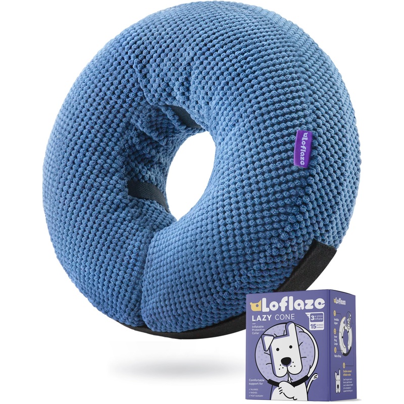 Inflatable Dog Cone Collar – Dog Neck Donut Cone Collar Alternative After Surgery – Soft Cone for Large Medium Small Dogs Cats – Alternative Recovery E Collar (Blue, M) Medium [Neck:8″-12″] Blue