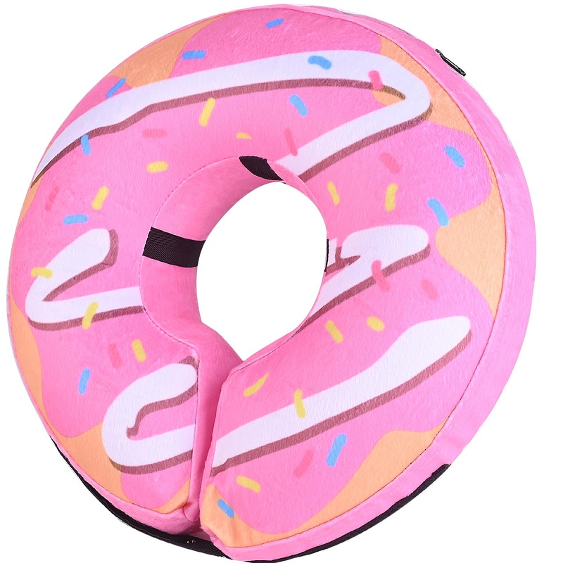 Inflatable Dog Cone, Dog Donut Collar for After Surgery, Soft Adjustable Blow up Dog E-Collar for Small Medium Large Dog and Cats Yellow/Pink Cream