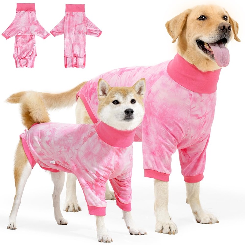 Lukovee Recovery Suit for Dogs – Soft Onesie Dog Surgery Suit for Female Male Dogs, Breathable Dog Surgical Recovery Suit Prevent Licking Spay Recovery Suit Dog E-Collar & Cone Alternative(L,Pink) Large Pink