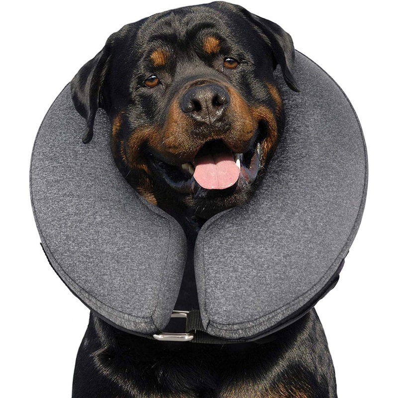 MIDOG Dog Cone Collar, Inflatable Dog Neck Donut Collar Alternative After Surgery, Soft Protective Recovery Cone for Small Medium Large Dogs and Cats Puppies – Alternative E Collar (Gray, XL) Grey X-Large(Neck:18″-24″)