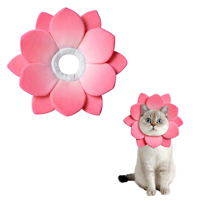 Petal’s Paradise Cat Cone Innovative High-Breathability Adjustable Elizabethan Collar for Pets – High-Rebound Sponge, Prevents Water Accumulation, and Ensures Comfort (Pink, M) PINK Medium