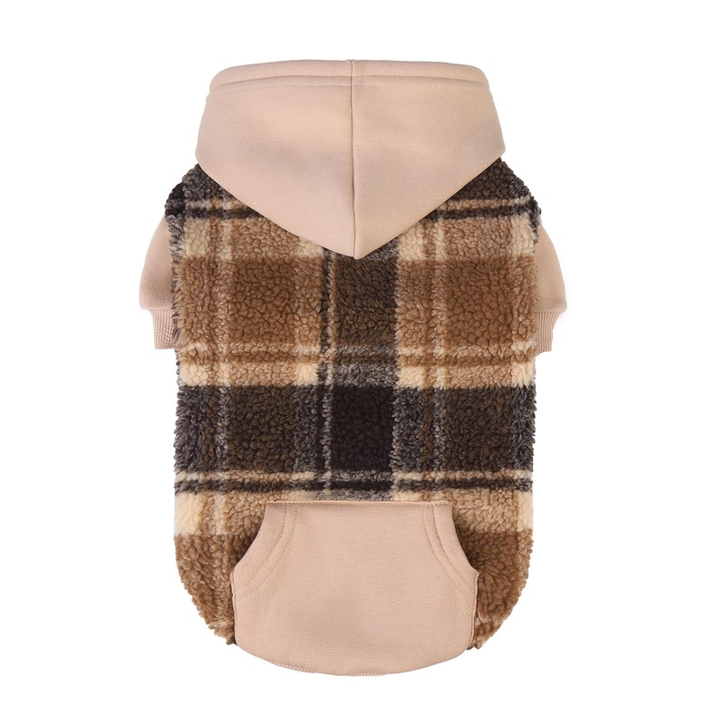 PUPTECK Dog Hoodie Puppy Sweatshirt Warm Dog Sweater Winter Clothes Cold Weather Coats for Small Medium Large Dogs, Brown, M