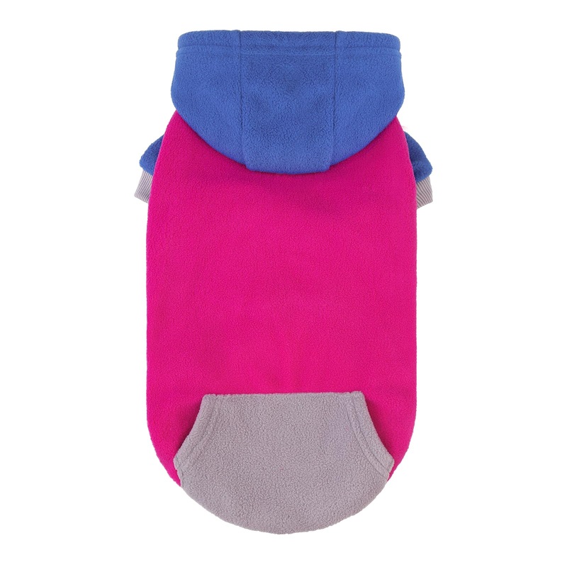 PUPTECK Fleece Dog Hoodie Puppy Sweatshirt Soft Warm Dog Clothes with Pocket Hooded Sweater for Small Medium Dogs Autumn Winter Wearing, Rosepink/NavyBlue, M M (CHEST 22″, BACK 16″, NECK 13″)