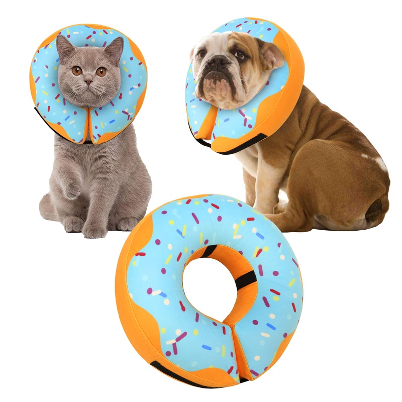 Recovery Donut Collar for Dogs & Cat,Inflatable Dog Cone Collar Alternative After Surgery,Soft Dog Cone for Large Medium Small Dog,Adjustable Dog Neck Donut Collar(Blue,X-Large) Blue XLNeck 18″-23″