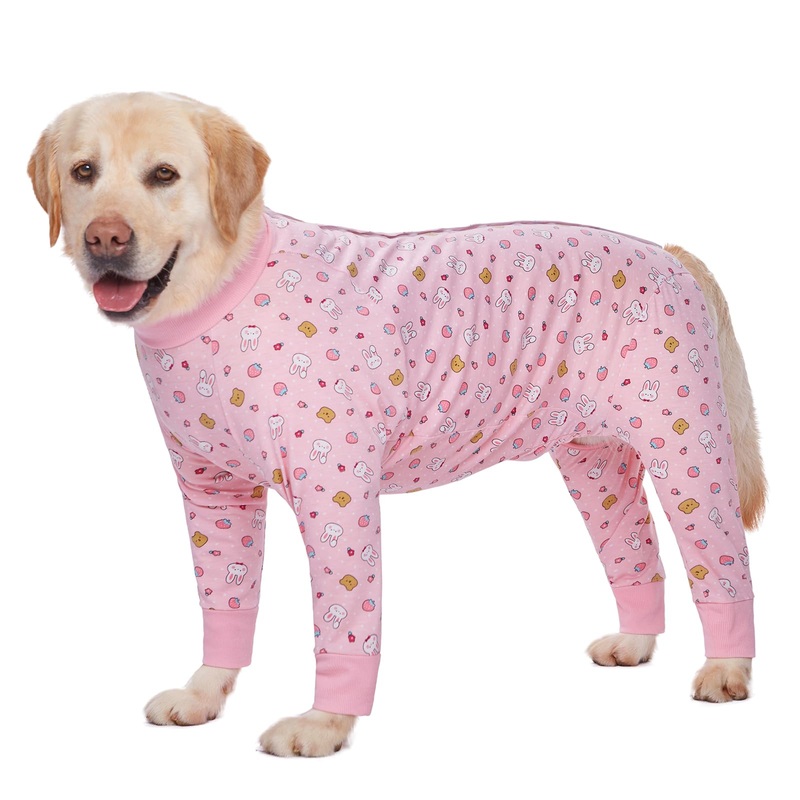 Recovery Suit for Large Medium Dogs After Surgery, Soft Breathable Anti Licking Dog Onesie E-Collar & Cone Alternative, Pet Bodysuit for Preventing Hair Loss Full Cover Wound(4XL, Pink Bunny) 4XL(Chest 32.28-35.55 in)