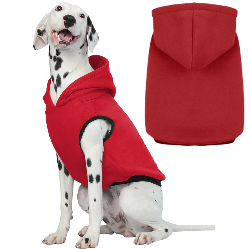 ROZKITCH Dog Hoodie,Winter Dog Fleece Sweaters Pet Warm Sweatshirt Pet Pullover Dog Clothes with Leash Hole Soft Warm Christmas Outfit Puppy Vest for Medium Dogs French Bulldog Clothes Red M M(Chest: 22″-25″; Back:13.7″)