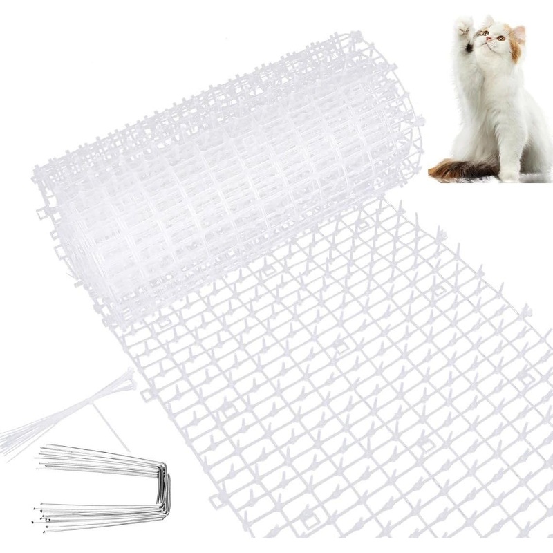 SHUESS Cat Scat Mat with Spikes 79″x12″ Cat Deterrent Mat with Indoor & Outdoor, Anti Cat Spikes to Keep Dog Off Couch Furniture, with 6 Staples (6.5 ft)
