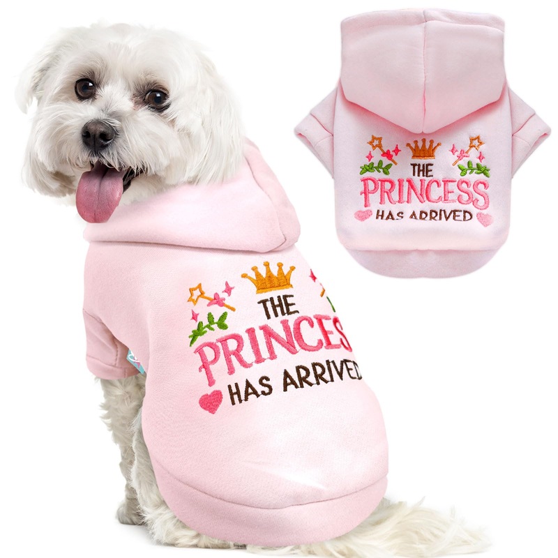 Small Dog Hoodie Clothes Cute Pink Princess Fleece Dog Sweater for Small Dogs Cats Girl Warm Puppy Sweatshirt with Leash D Ring Fall Winter Small Pet Outfits Chihuahua Yorkie Shihtzu(Pink,S)