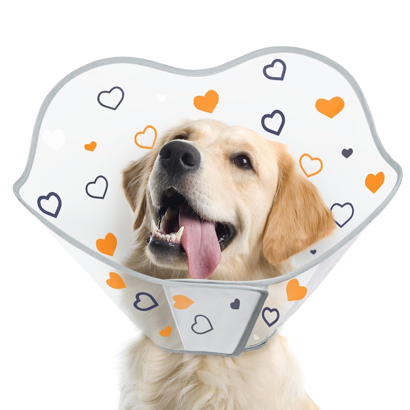 Supet Dog Cone for Dogs After Surgery, Comfortable Dog Cones for Large Dogs to Stop Licking, Soft Dog Cone with Protect Neck Fabric, Protective Elizabethan Collar for Medium Small Dogs Love M M (Neck:11.8-14.0 in)
