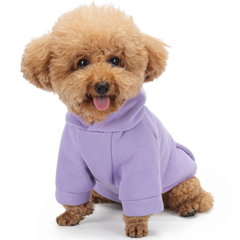 Winter Dog Hoodie with Pockets – Solid Color Polycotton Sweatshirt for Small, Medium, and Large Dogs – Soft, Warm, Cozy Pet Clothing for Cold Weather – Ideal for Outdoor Walks.Purple-L purple
