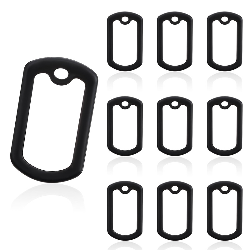 10 Pack Dog Tag Silicone Silencer Military Silicone Engraved Dogs Pet Collar ID Tag Case Black Army Rubbers Tags Silencers Protect Cover 1.96  1.18 Inches for Reduce Dogtag Noise