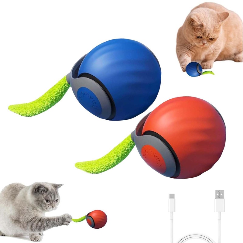 2PCS Speedy 2.0 Tail, Speedy 2.0 Tail Cat Toy, Speedy Cat Toy, 2025 New Cat Tail Toy, Interactive Cat Ball Toy for Indoor, Smart Cat Toys Ball (Mix)