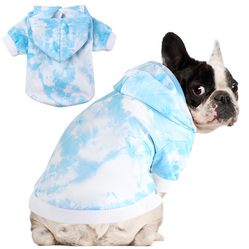 BAEJMJK Dog Tie Dye Hoodie for Medium Large Dogs Soft Dog Sweater Hoodie Pet Clothes Sweatshirt Dog Hooded Outfits (Blue,X-Large) X-Large Blue