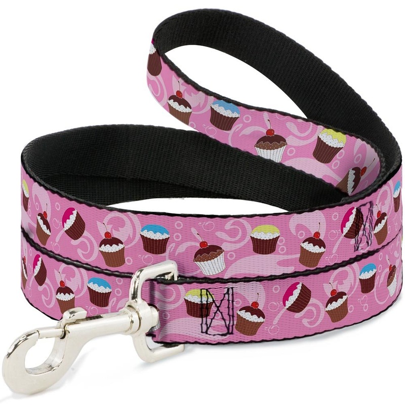 Buckle-Down Pet Leash – Cupcake Swirls Pink/Multi Color – 6 Feet Long – 1″ Wide