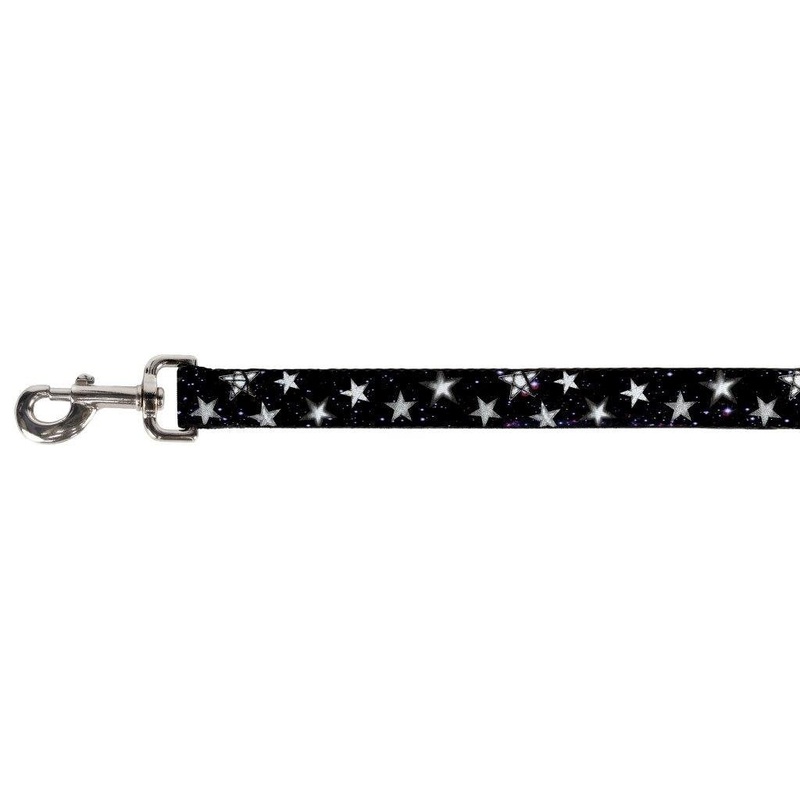 Buckle-Down Pet Leash – Glowing Stars in Space Black/Purple/White – 6 Feet Long – 1.5″ Wide