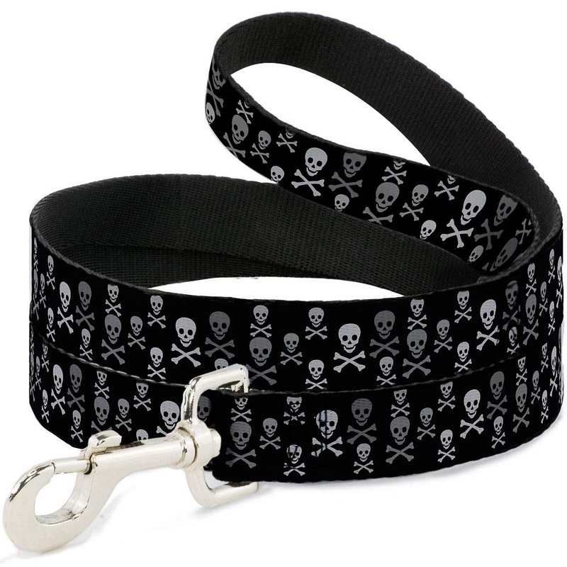 Buckle-Down Pet Leash – Multi Skull Black/Gray – 4 Feet Long – 1″ Wide