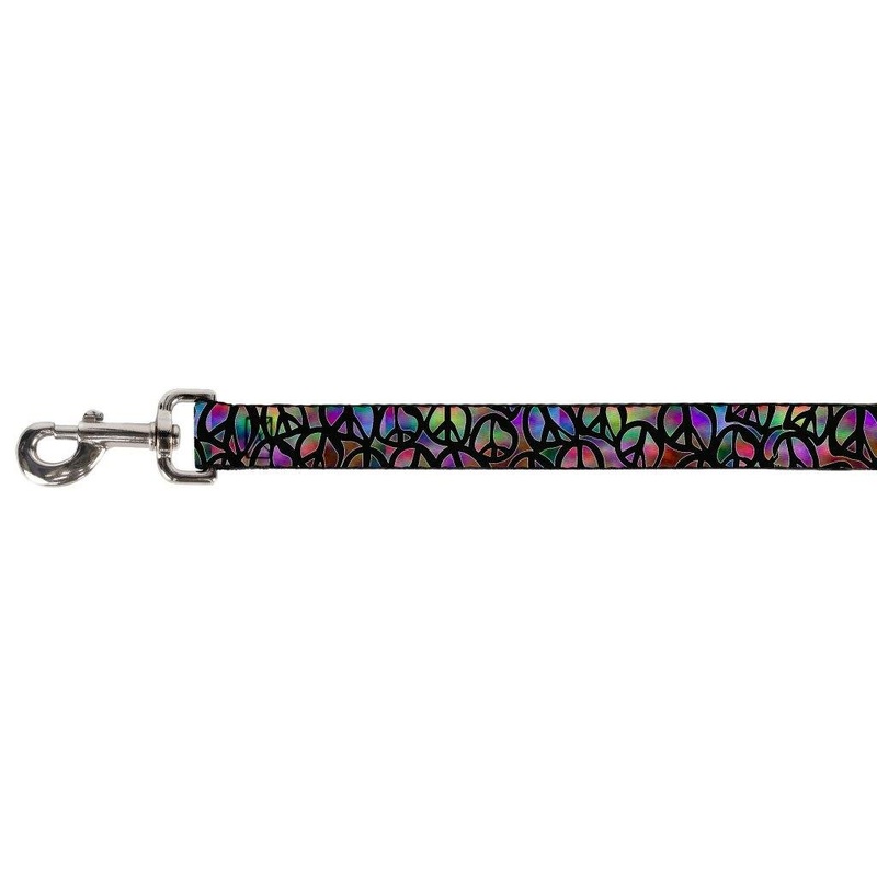 Buckle-Down Pet Leash – Peace Psychedelic – 4 Feet Long – 1.5″ Wide