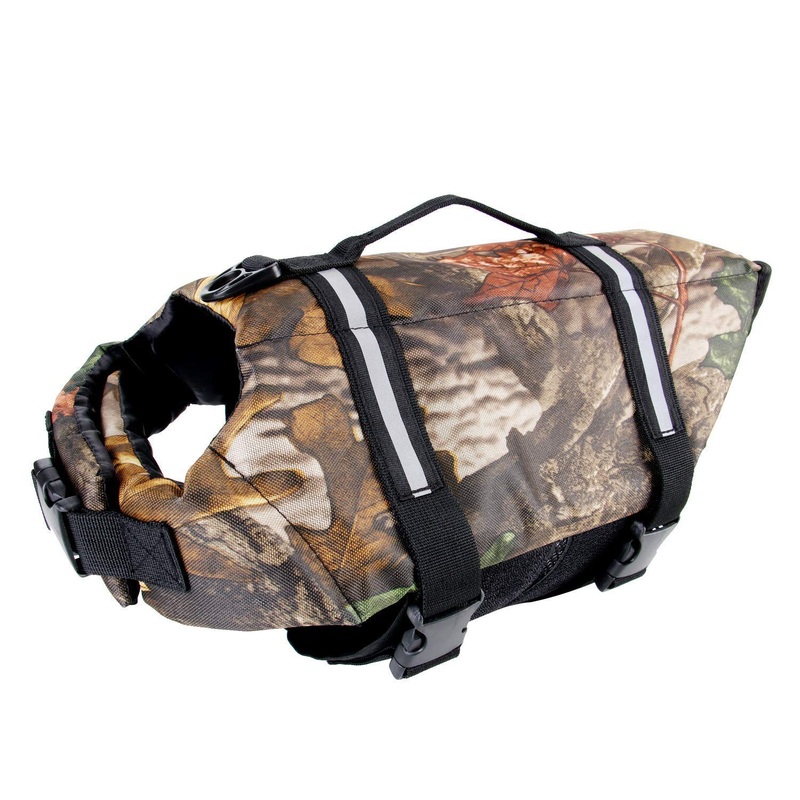 Camo Pet Life Preserver Jacket,Camouflage Dog Life Vest with Adjustable Buckles,Dog Safety Life Coat for Swimming, Boating, Hunting | (XS, S, M, L, XL)  Camo dog life jakcet