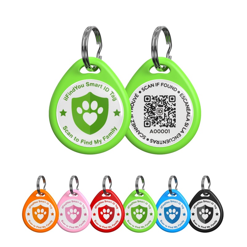 Cat Tags Personalized Small, QR Code Cat Name Tag for Cat Kitten Collar, Cat Tracker Scan Location Alerts, Green S Small-1″*1.2”