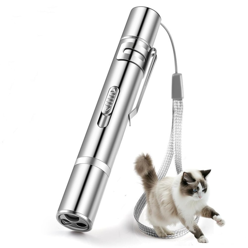 Cat Toy Pointer for Indoor, USB Rechargeable Cat Toy, 3 Light Colors Cat Interactive Toys for Dogs, Cats, Pet Chase Toy for Fun Playing Training Exercise Indoors