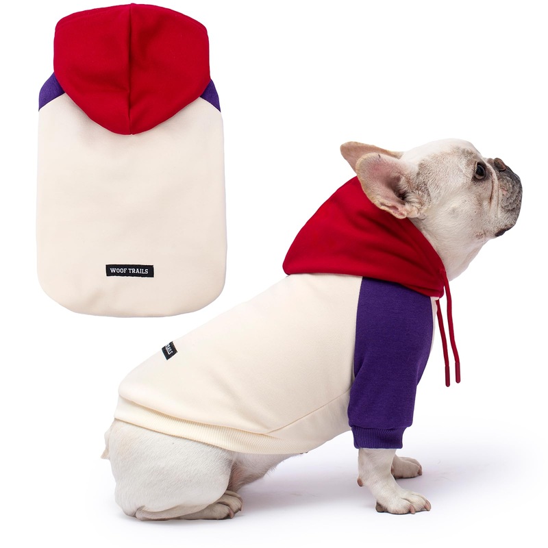 Color Block Dog Hoodie Dog Clothes Extra Warm Fleece Lining Stretchy Fit for Small Medium Large Dogs (Purple Cream, XX-Large) 2XL(Chest:26″,Back:19″) Purple Cream