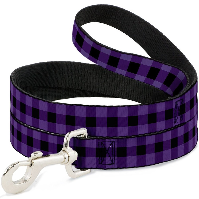Dog Leash Buffalo Plaid Black Purple 4 Feet Long 1.5 Inch Wide 4 Feet Long – 1.5″ Wide