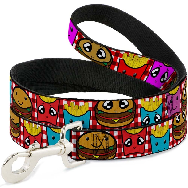 Dog Leash Burger Fries Cartoon 6 Feet Long 1.0 Inch Wide 6 Feet Long – 1″ Wide Multicolor