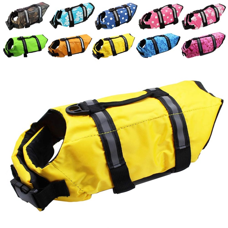 Dog Life Jacket Easy-Fit Adjustable Belt Pet Saver Swimming Safety Swimsuit Preserver with Reflective Stripes for Doggie (S, Yellow) S