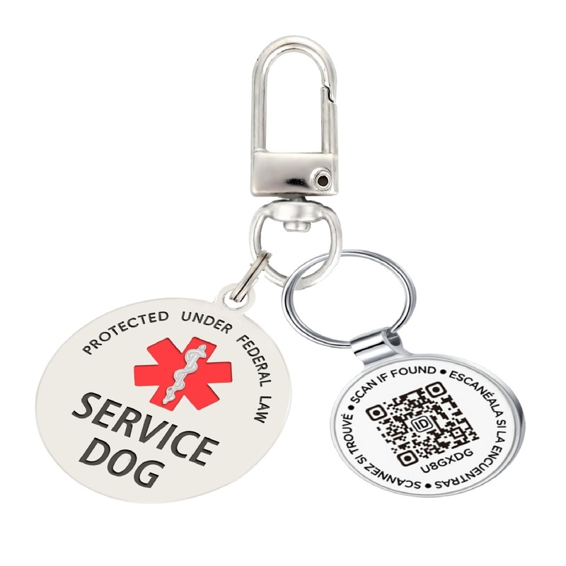 Dog Tags Personalized QR Code and Service Dog Tags, Modifiable Pet Online Profile, Multiple Emergency Contact, Scan QR Code Send Pet GPS Location Email Sevcie Dog (QR+TAGS) Small