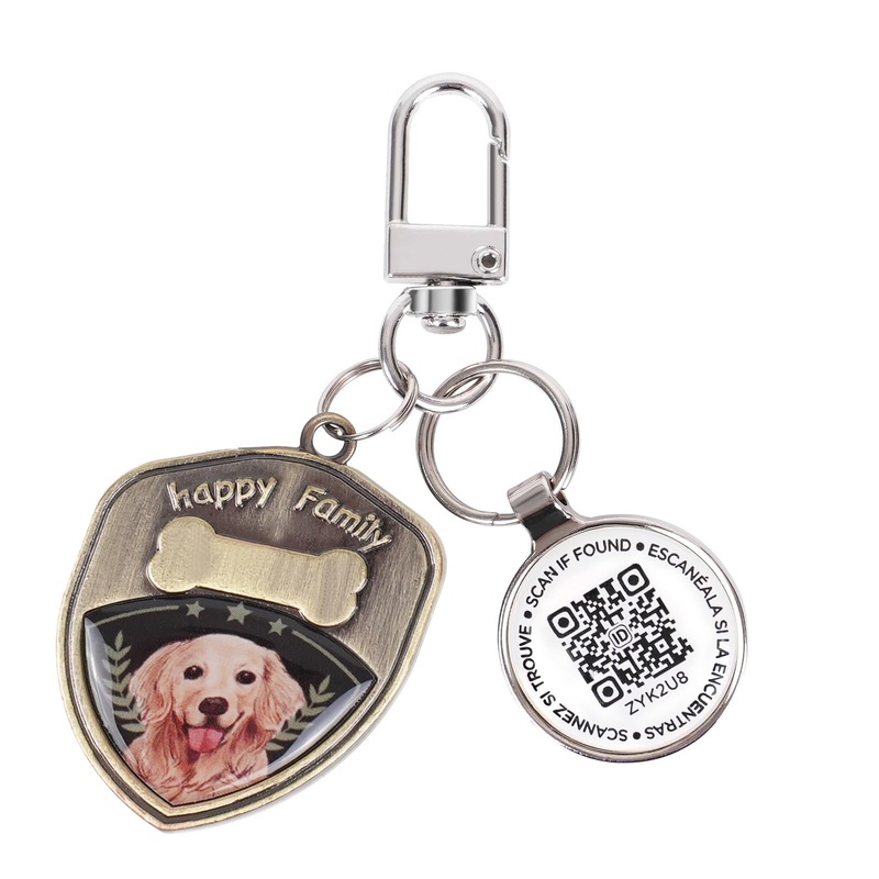 Dog Tags Personalized QR Code Dog Tag, Retro Brass Personalized Pet ID Tags Modifiable Pet Online Profile, Multiple Emergency Contact, (Golden Retriever-2) Golden Retriever-2 Small