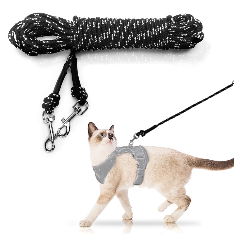 Extra Long Cat Leash for Yard, Lightweight Outdoor Cat Leash Long Light Extension, Long Thin Lead for Rabbits, Kitten, Puppy and Small Animals (4.5M/ 15FT) 4.5M/15FT