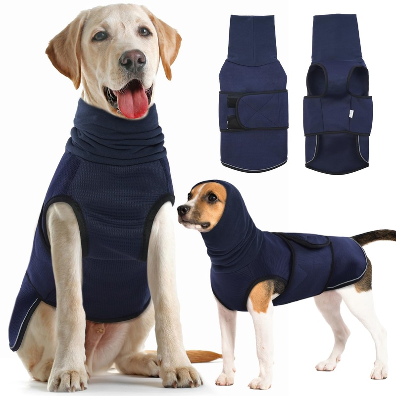 IDOMIK Dog Anxiety Calming Hoodie,Breathable Dog Anxiety Jacket Vest Coat for Thunderstorms,Fireworks,Vet Visits,Separation,Adjustable Dog Hoodies for Noise Block & Ear Protection Recovery,Blue,XL XL(Chest Girth:22″-26.7″) Blue