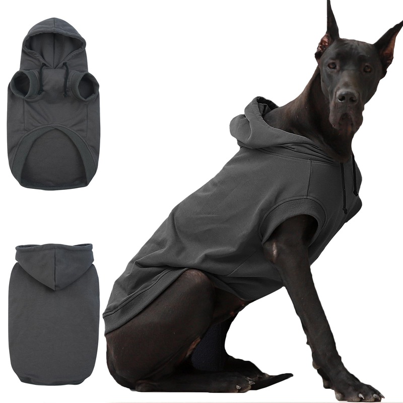 IECOii Dog Hoodie for Large Dogs,Big Dog Clothes with Hood for Extra Large Dogs,Fall Winter Dog Sweatershirt Hoodies,Ropa para Perros Grandes Doberman,Great Dane Sweater,Grey,4XL(No Fleece Lined) XXXX-Large Grey