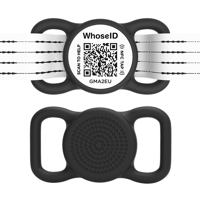 QR Code Dog Tag with NFC, Personalized Pet ID Tag, Silent Dog ID Tag, Modifiable Pet Online Profile, Multiple Emergency Contact, Scan QR Code Send Pet GPS Location Email (Regular, Black&White) Regular
