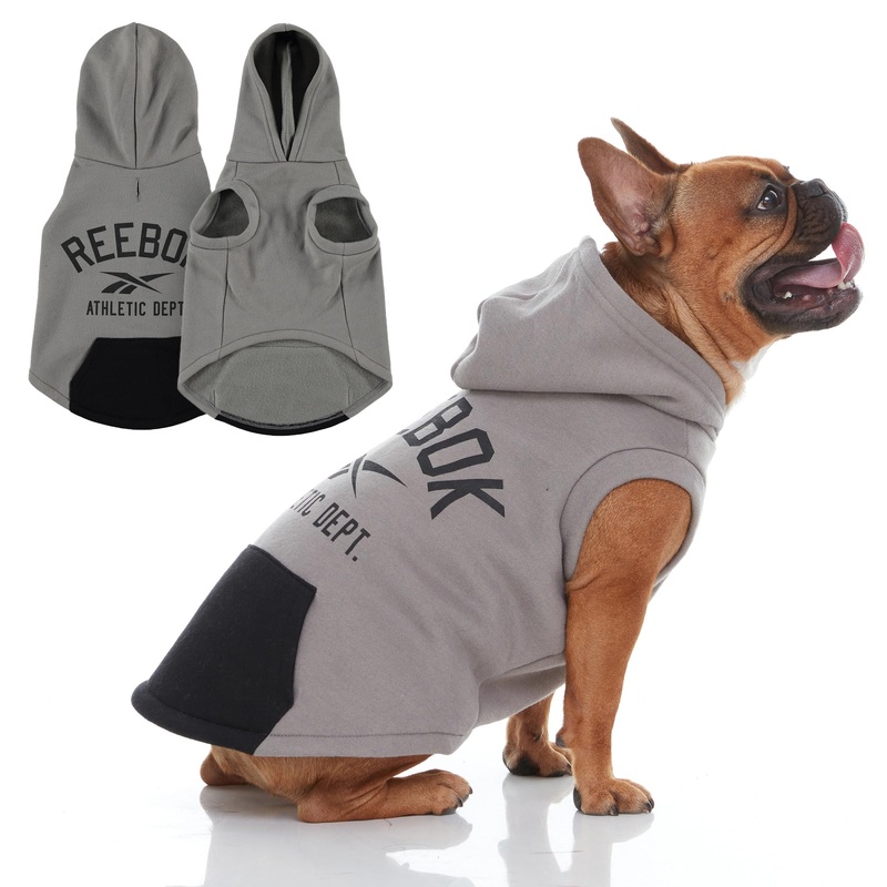 Reebok Dog Hoodie  Fleece Dog Sweater with Leash Hole, Cold Winter Dog Sweatshirt for Small Medium and Large Dogs, Premium Dog Fall Sweater Pullover Hoodie, Cozy Warm Perfect Dog Christmas Outfit Charcoal Heather 2XL