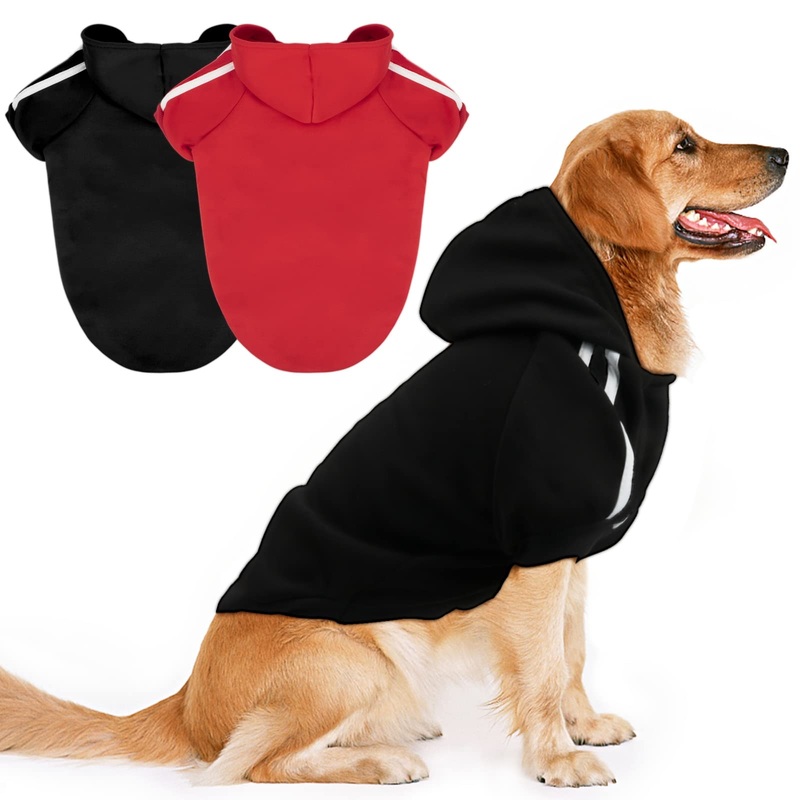 Rypet 2 Packs Basic Dog Hoodie Pet Clothes Sweater with Hat, Casual Sports Hoodie Sweatshirt for Medium Large Dogs 9XL(Chest: 35.4″, Back: 29.1″)