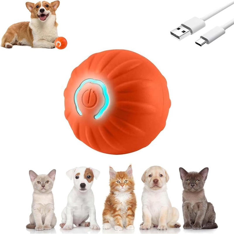 Shaky Ball Toy for Dogs, Shaky Ball Dog Toy, Shaking Dog Ball, Shakyball Moving Dog Toy, Suitable for All Kinds of Cats and Dogs to Play (B-Orange)