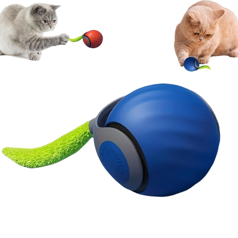 Speedy Tail 2.0,Speedy Tail Cat Toy,2025 New Generation Interactive Cat Toy,Smart Interactive Cat Toy Ball,Automatic Moving Cat Toy Ball with Tail,Two Speed Adjustment (B) B