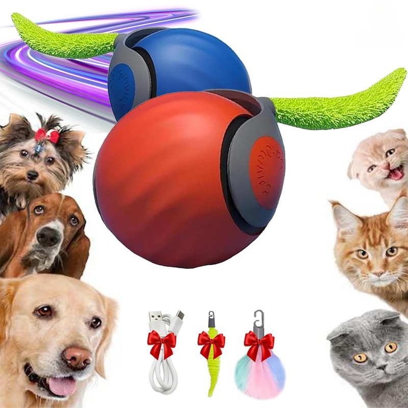 Speedy Tail 2.0 – USB Rechargeable Speedy Tail Cat Toy with Replacement Tail, Interactive Cat Toys For Indoor Cats & Interactive Dog Toys, Automatic Moving Cat Toy Ball, Smart Cat Toys Ball (Mix) Mix