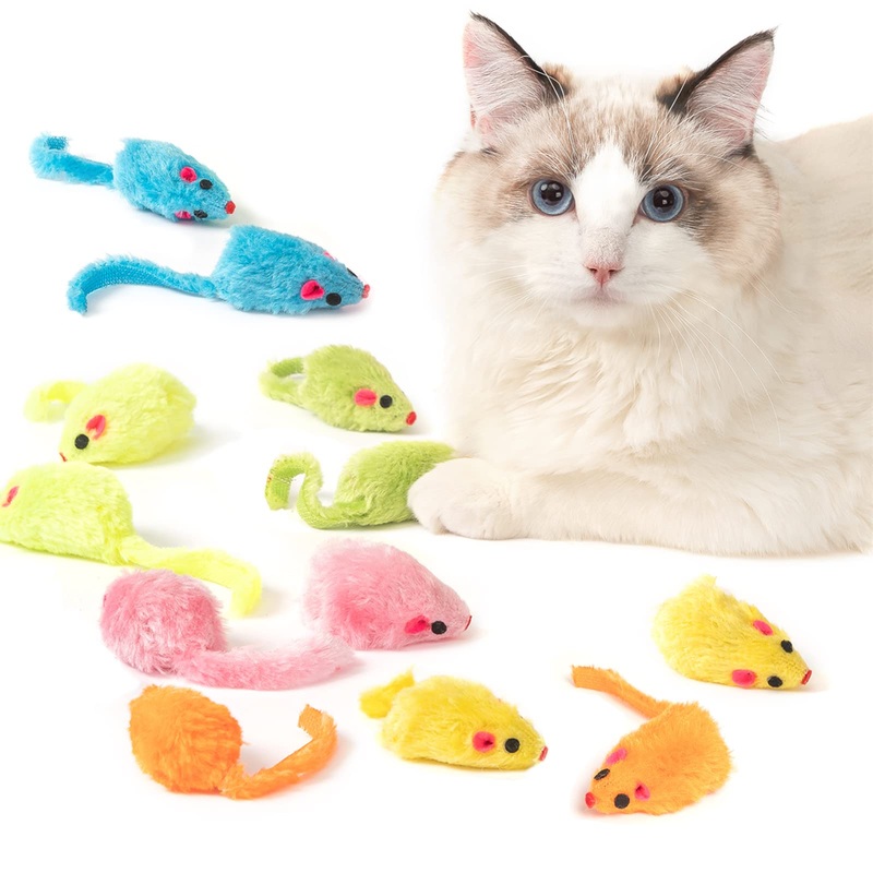 12PCS Cat Mouse Toy, Faux Fur Cat Mice Toys, 5.5 Realistic Size Mouse Toys for Cats, Rattle Cat Toy Mouse, Prefilled Catnip Mouse Cat Toy, Interactive Cat Toy for Bored Indoor Adult Cats 12PCS