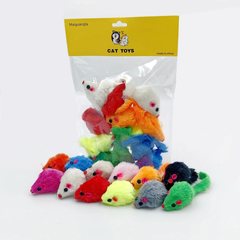 12PCS Cat Mouse Toys,Faux Fur Cat Mice Toys with Plastic Body, Interactive Catnip Toys for Indoor Cats,Perfect for Kittens, Cats, and Puppies! Cat Mouse Toy 12PC