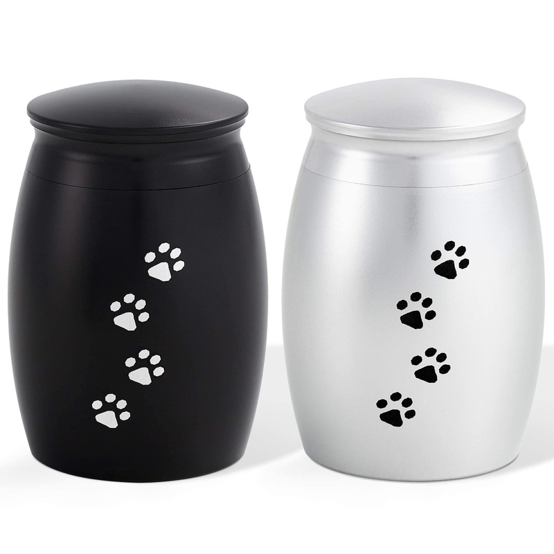 2.67 Inches Small Pet Urns for Dog Ashes Set of 2,Tiny Urn for Dog or Cats Ashes,Mini Pet Ashes Keepsake with Paw Print,Memorial Pet Cremation Urns