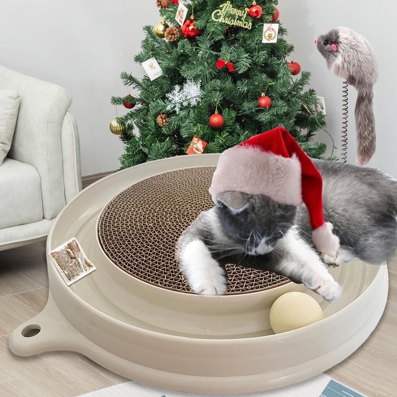 AUOON Cat Scratcher Toy, Cat Toy, Scratch pad,Scratching Toy,Post Pad Interactive Training Exercise Mouse Play Toy with Ball (Milk Shake) Milk Shake