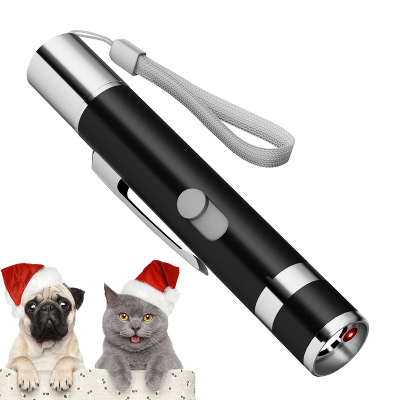 Cat Toys, Cat Toy Red Pointer for Indoor, Rechargeable, 5 Adjustable Patterns, 3 Modes Training Chaser Pet Toy Pointer, Interactive Pet Cat/Dog Toy for Cats Fun Playing Exercise(Black) 1 pcs