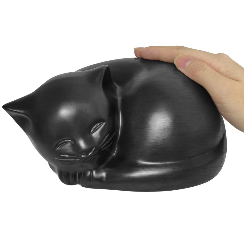 Cat Urns for Ashes, Pet Urns for Cats, Solid Wood Pet Urn, Keepsake for Loss of Cat, Pet Memorial Urn for Ashes, Sympathy Gift,Black Black
