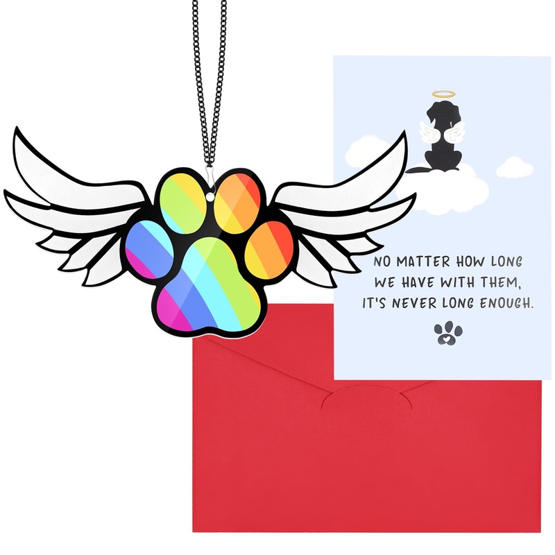 Dog Memorial Gifts for Loss of Dog, Rainbow Bridge Dog Memorial Gifts with Dog Sympathy Card and Envelope, Dog Memorial Ornament Loss of Dog Sympathy Gift Pet Memorial Gifts for Dogs Lovers colored