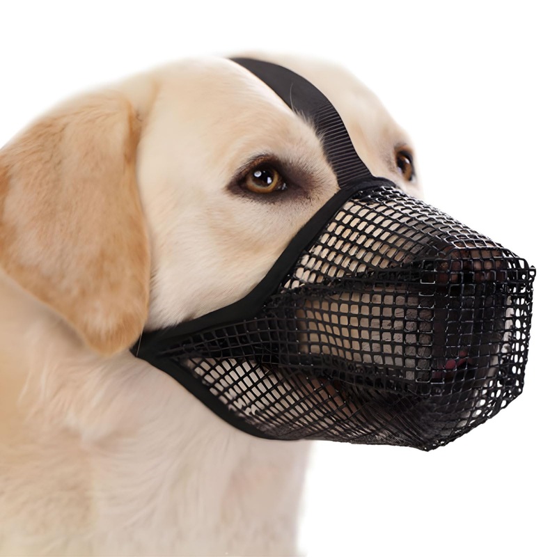 Dog Muzzle – Black Soft Mesh Breathable Mouth Cover Designed Specifically for Small, Medium, and Large Dogs – Effective Chew Guard and Bite Prevention to Ensure Safe, M Black