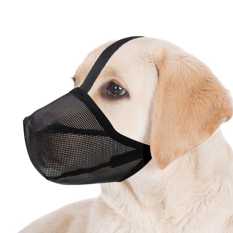 Dog Muzzle, Soft Mesh Covered Muzzles for Small, Medium, Large and X-Large Dogs, Muzzle with Adjustable Straps, Prevent Barking, Biting, and Accidental Ingestion (Black, X-Small) Black XS(Sount:6.75″-8.25″)